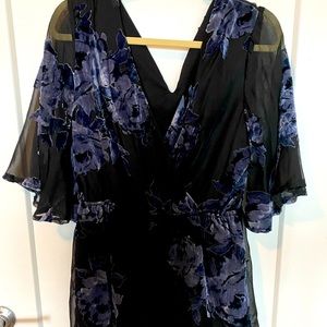 Black Romper with Velvet Flowers